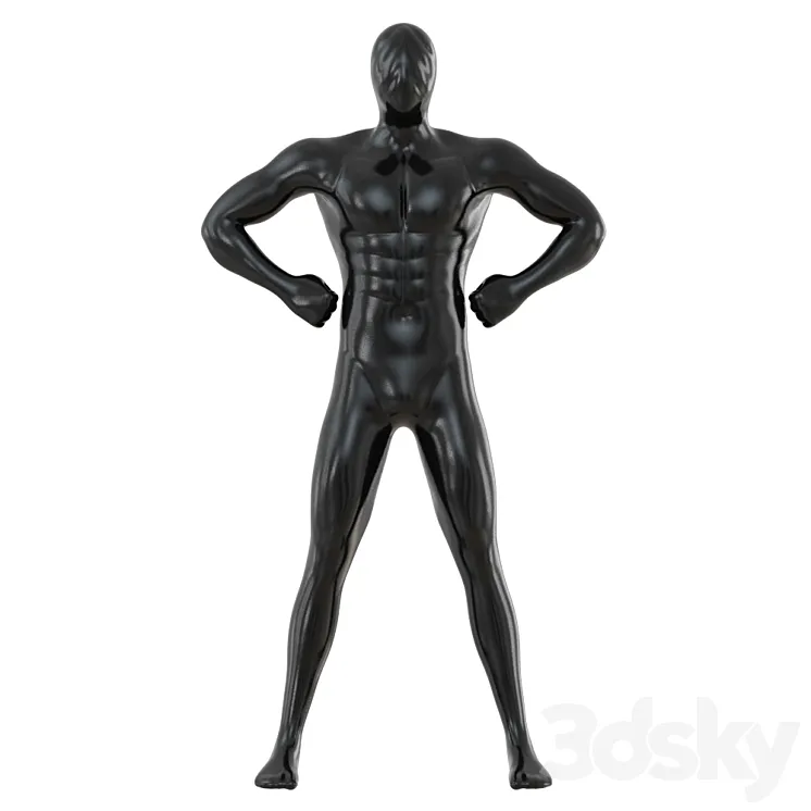 Male black mannequin in wide pose with arms on sides 97 3D Model Free Download