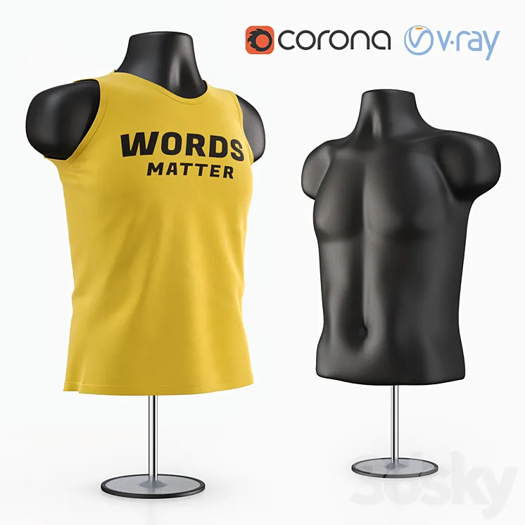 Male Torso Mannequin with t-shirt 3D Model Free Download
