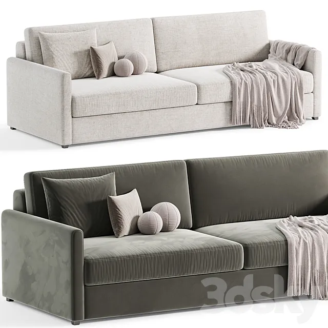 MALEA COGNAC BROWN VELVET SOFA By CB2 3D Model MALEA COGNAC BROWN VELVET SOFA By CB2 3D Model