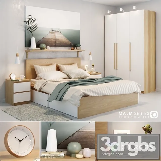 Malm Bedroom Set 3D Model Download