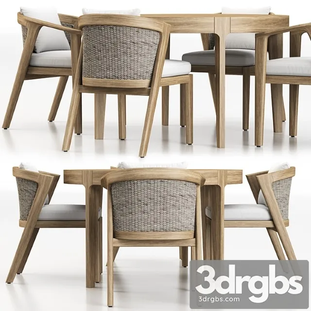 Malta teak dining set 2 3D Model Download
