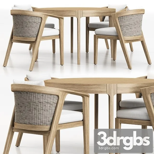 Malta Teak Dining Set 3D Model Download
