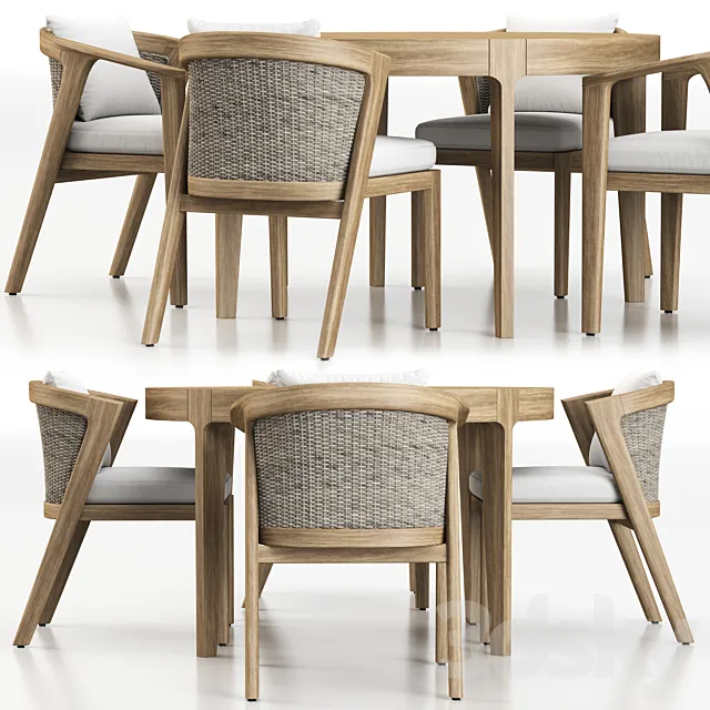 MALTA TEAK DINING SET 3DModel MALTA TEAK DINING SET 3DModel