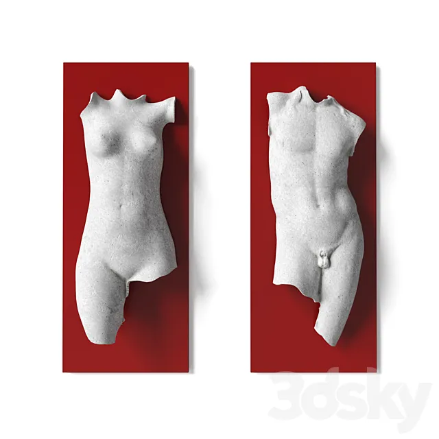 Man and woman torso wall panel 3D Model Man and woman torso wall panel 3D Model