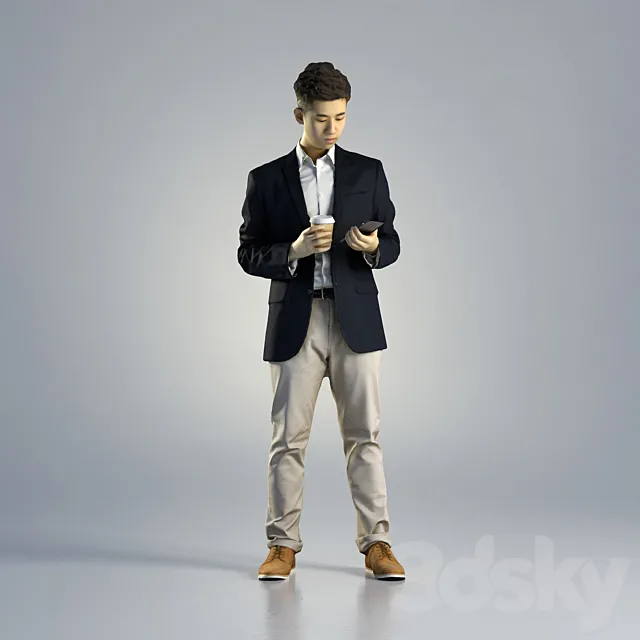 Man Ray Business Standing 001 3D Model