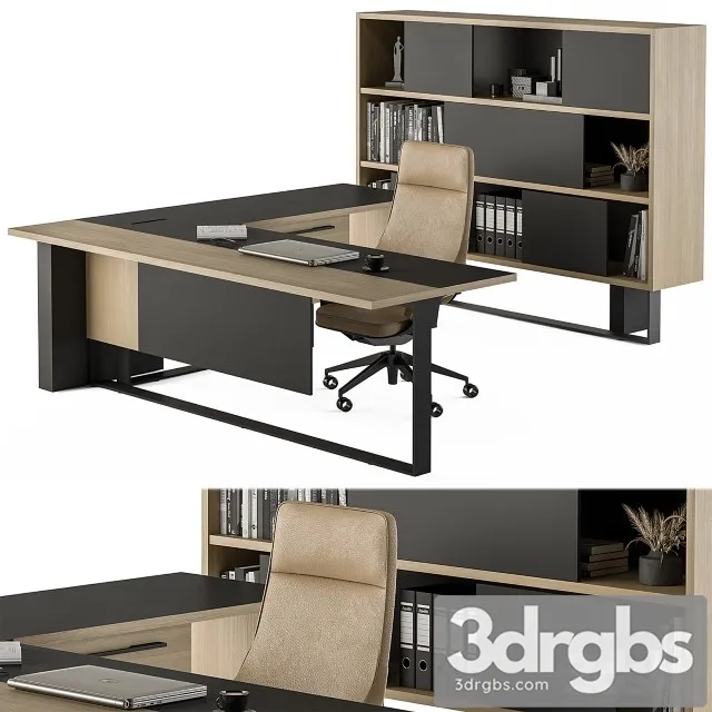 Manager Desk Set Office Furniture 359 3D Model Download