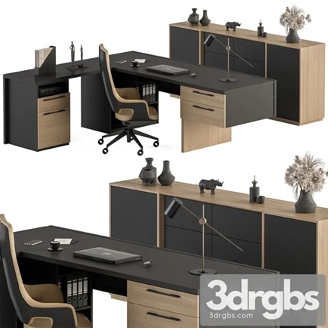 Manager desk set – office furniture 364 2 3D Model Download