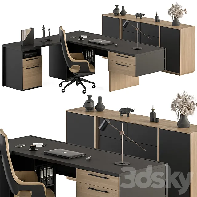 Manager Desk Set – Office Furniture 364 3D Model Manager Desk Set – Office Furniture 364 3D Model