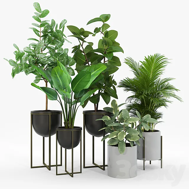 Manhart 2-Piece Iron Pot Planter Set 3D Model