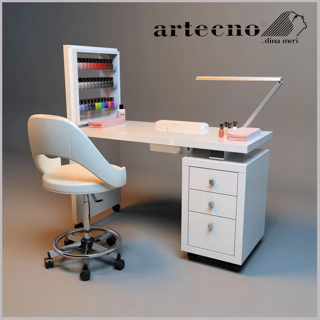Manicure table with extractor 308LX Artecno 3D Model
