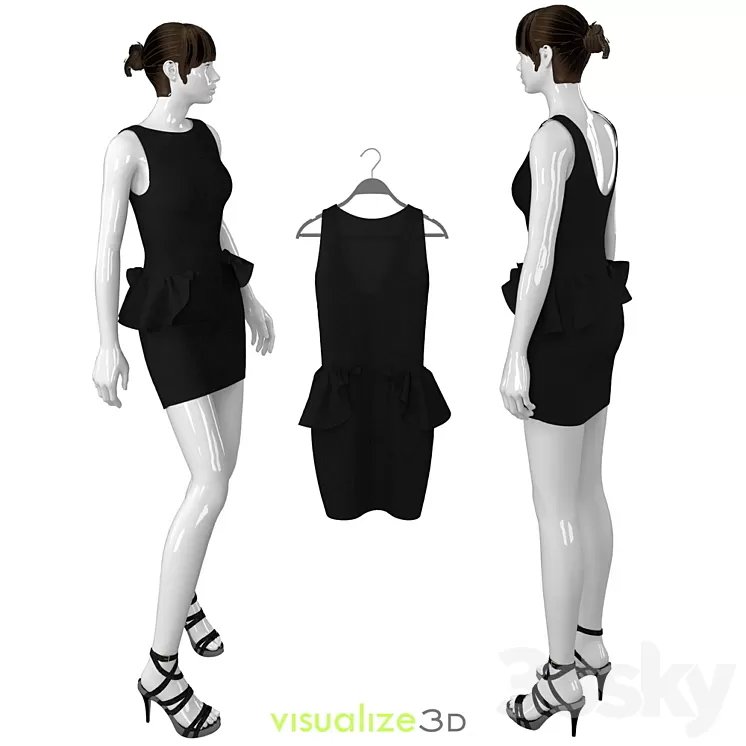 Mannequin with black dress 3D Model Mannequin with black dress 3D Model