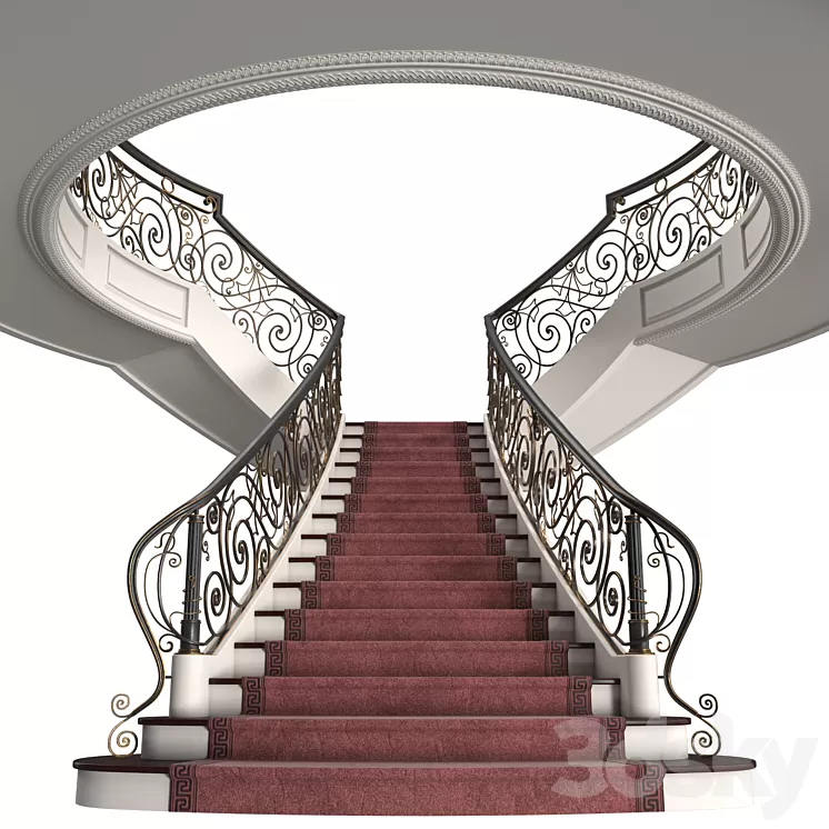Mansion staircase 3D Model Free Download