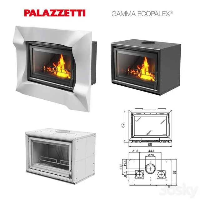 Mantel and hearth Palazzetti Wave Palazzetti Ecopalex 88 3D Model
