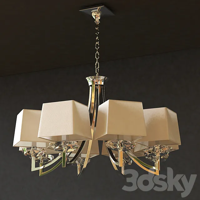 Mantra Akira Pendant Lamp Cromo _ Crema 8L 3D Model Mantra Akira Pendant Lamp Cromo _ Crema 8L 3D Model