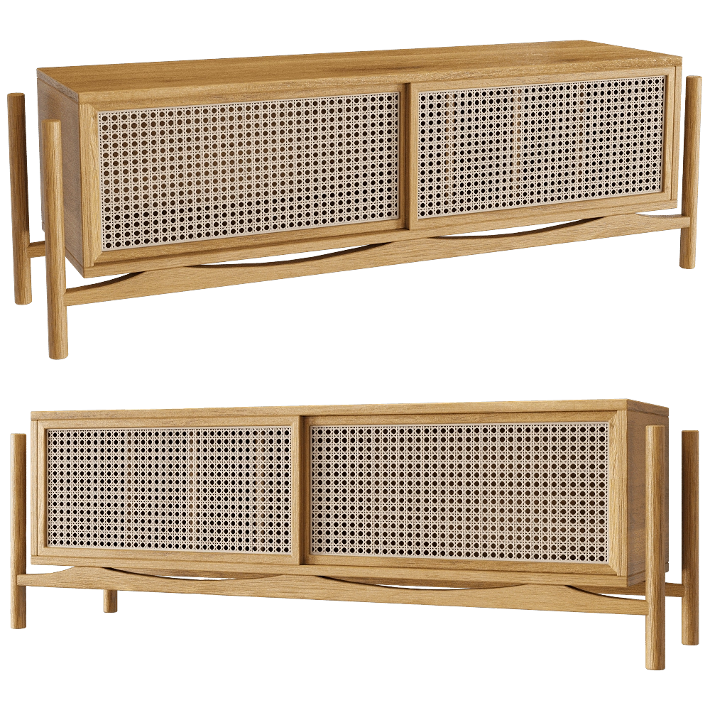 Manual mode – Low cabinet for TV Rattan 3D Model Manual mode – Low cabinet for TV Rattan 3D Model