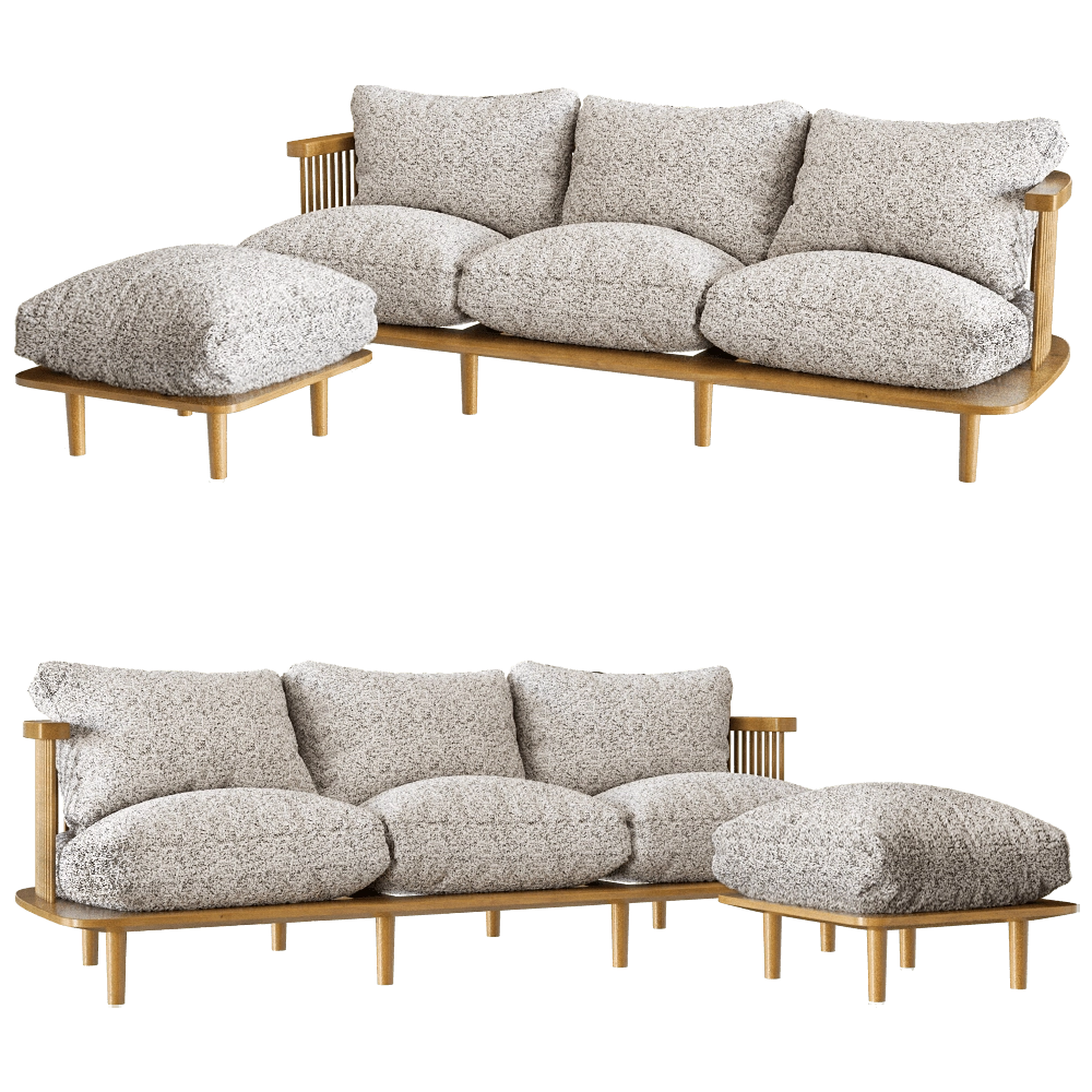 Manual mode – Sofa with ottoman Forest 3D Model Manual mode – Sofa with ottoman Forest 3D Model