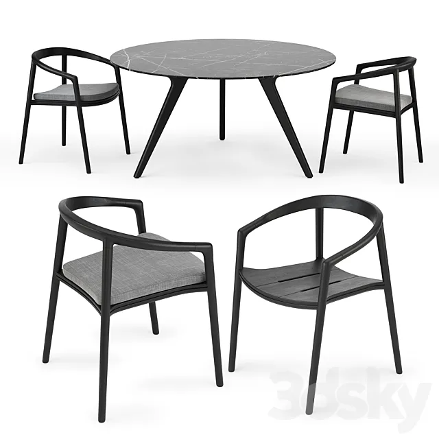 MANUTTI Torsa Table & Solid Chair 3D Model