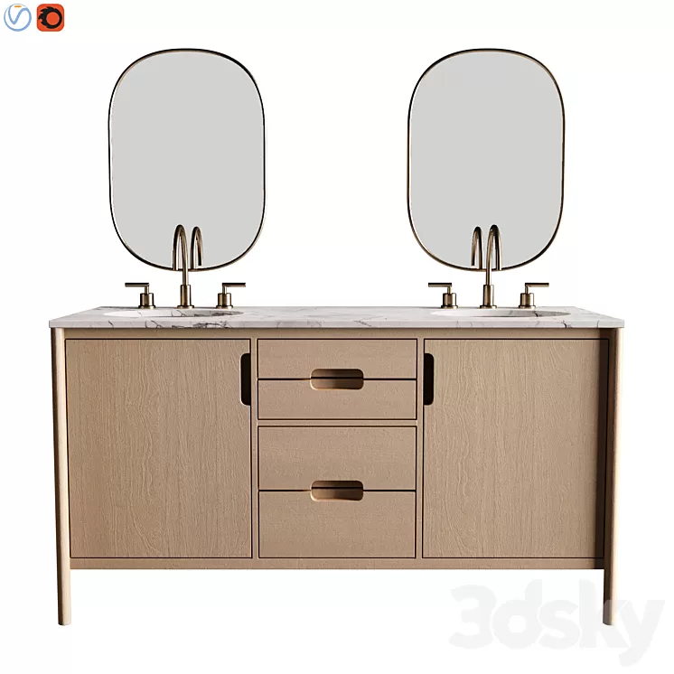 Manzanita 60 Double Sink Vanity 3D Model Free Download