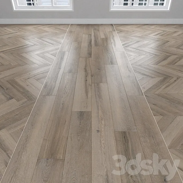 Maple parquet 3 types: herringbone linear chevron. 3D Model