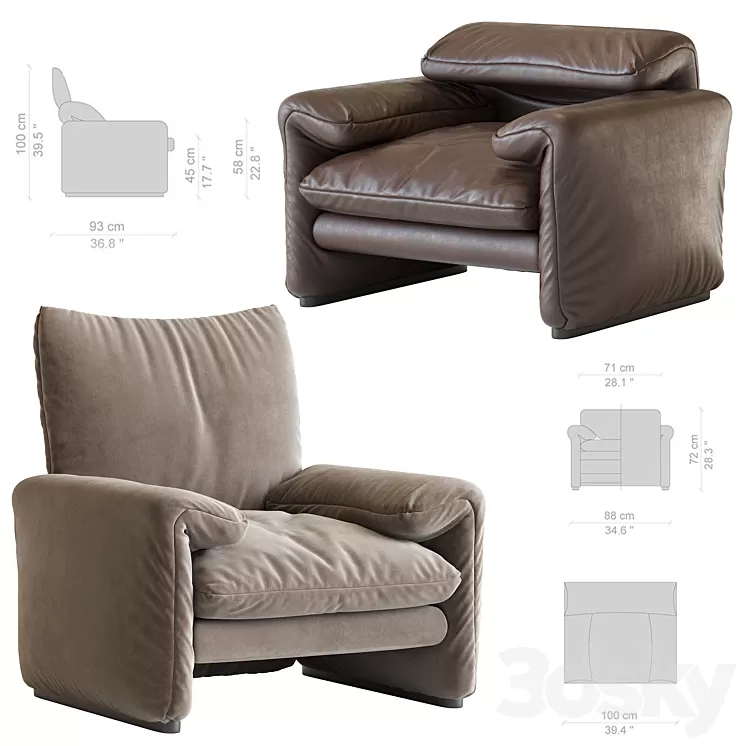 Maralunga Poltrona 3D Model Maralunga Poltrona 3D Model