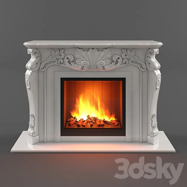 Marble fireplace carved classic 3DModel