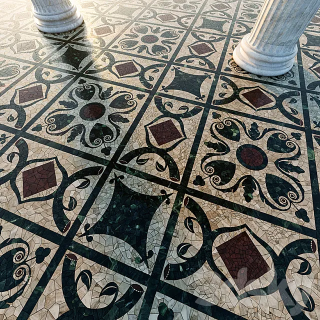 marble mosaic tiles 3D Model marble mosaic tiles 3D Model