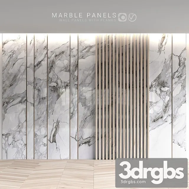 Marble panels with planks 3D Model Download