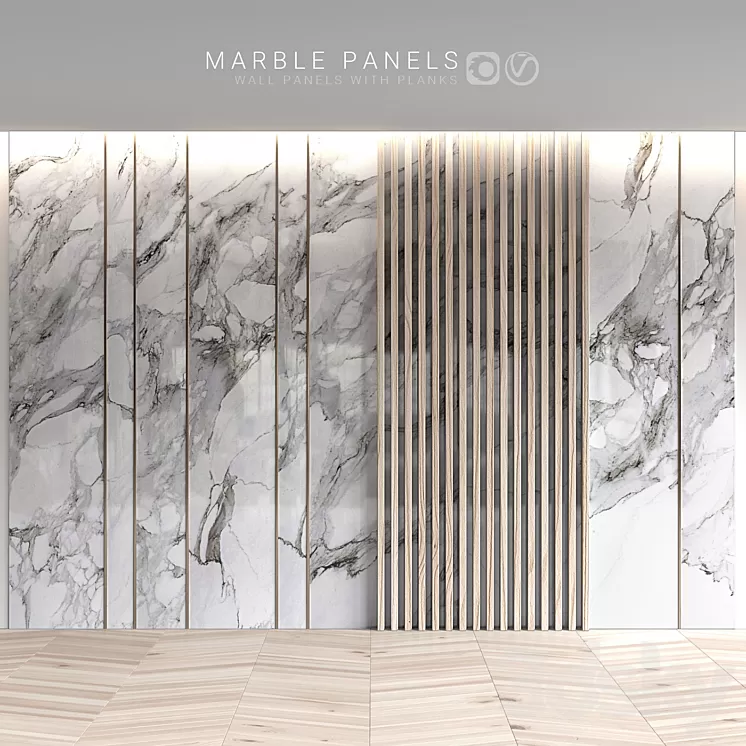 Marble panels with planks 3D Model Marble panels with planks 3D Model