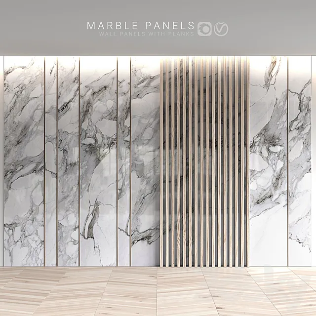 Marble panels with planks 3DModel Marble panels with planks 3DModel