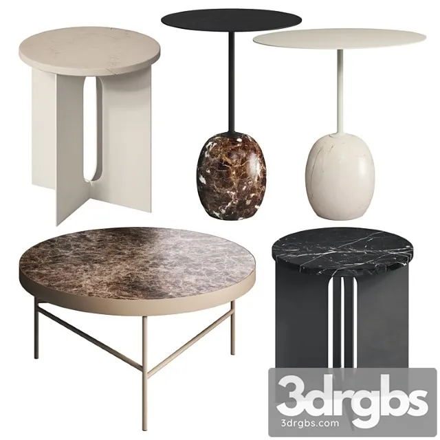 Marble side tables set 1 2 3D Model Download