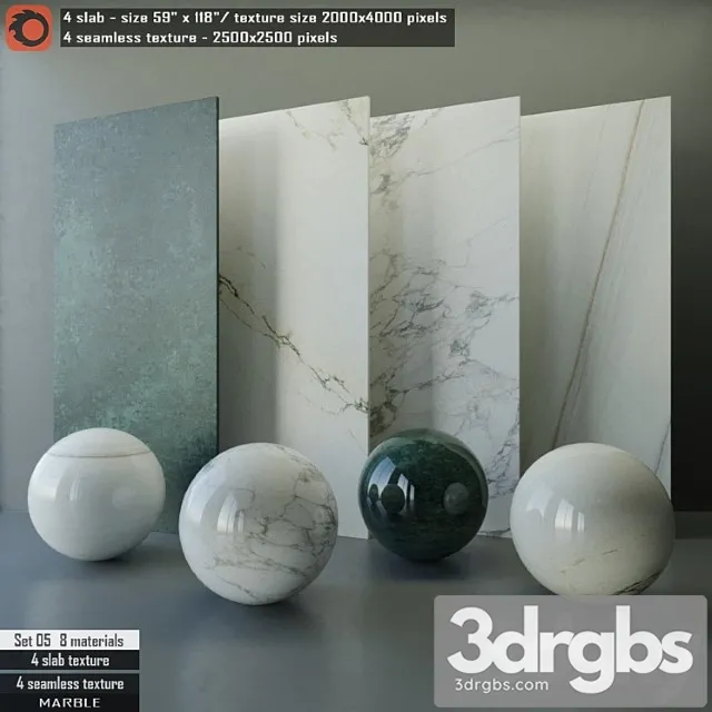 Marble slab & seamless texture set 05 3D Model Download