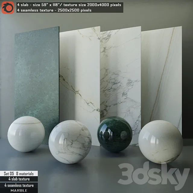 Marble slab & Seamless texture Set 05 3DModel