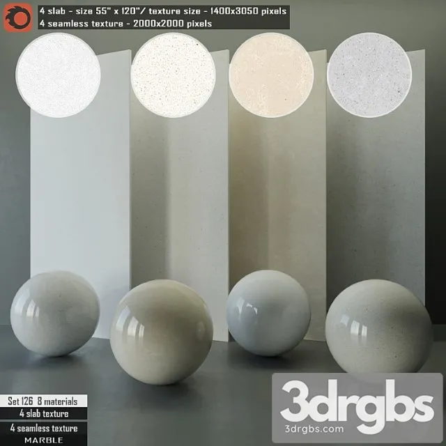 Marble slab & seamless texture set 126 3D Model Download