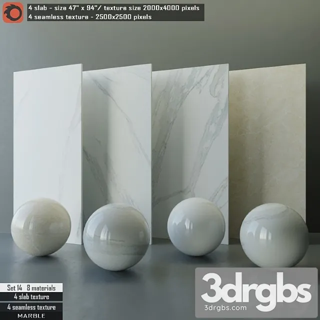 Marble slab & seamless texture set 14 3D Model Download