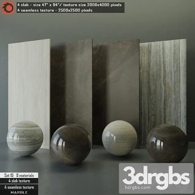 Marble slab & seamless texture set 15 3D Model Download