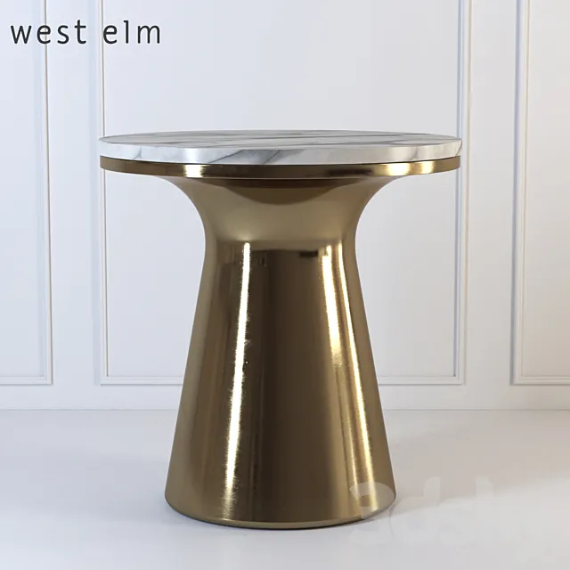Marble Topped Pedestal Side Table 3DModel