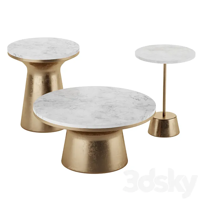 Marble Topped Pedestal Side Table West Elm 3D Model