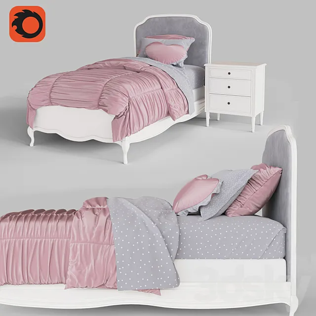 MARCELINE BED WITH LOW FOOTBOARD 3D Model MARCELINE BED WITH LOW FOOTBOARD 3D Model