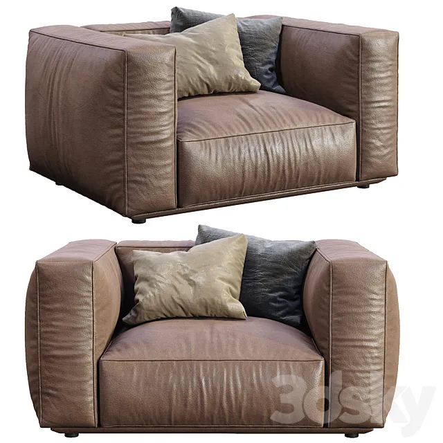 Marechiaro Leather Armchair By Arflex 3D Model