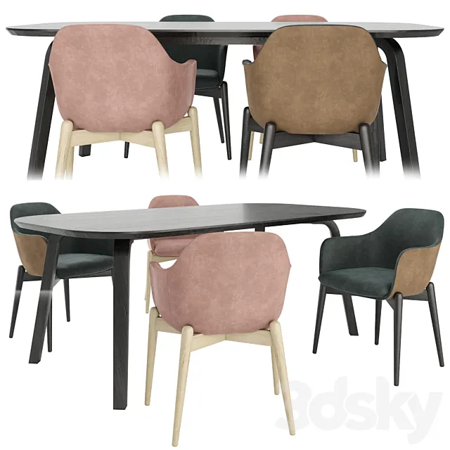 Marelli table and chairs set02 3DModel
