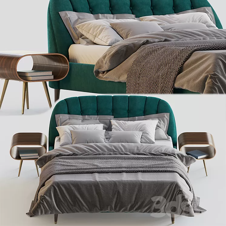 MARGOT SUPER KING SIZE BED SEAFOAM BLUE VELVET 3D Model