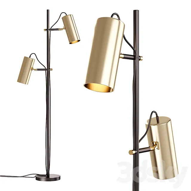 Maria Pergay Twin Stainless Steel Shade Floor Lamp 3D Model Maria Pergay Twin Stainless Steel Shade Floor Lamp 3D Model
