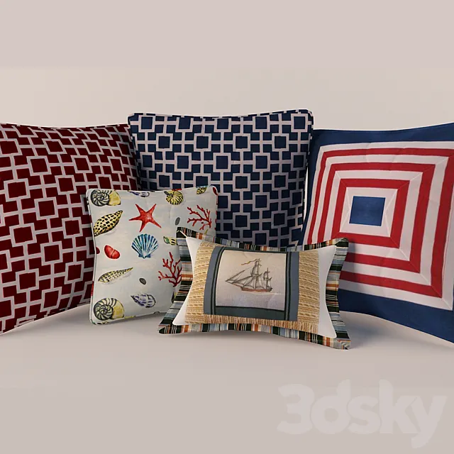 Marine-style pillows 3D Model Marine-style pillows 3D Model