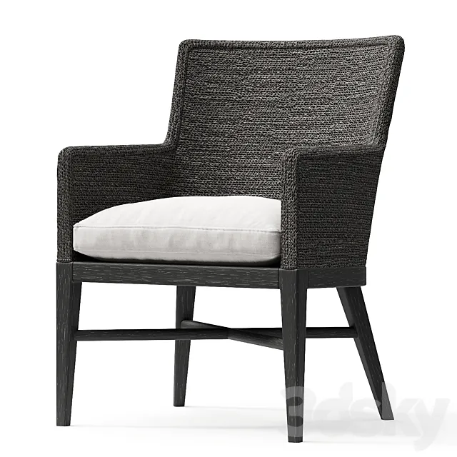 Marisol Seagrass Track Dining Armchair Black 3D Model Marisol Seagrass Track Dining Armchair Black 3D Model
