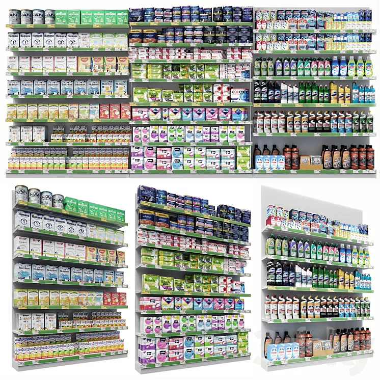 Market shelves 3D Model Free Download