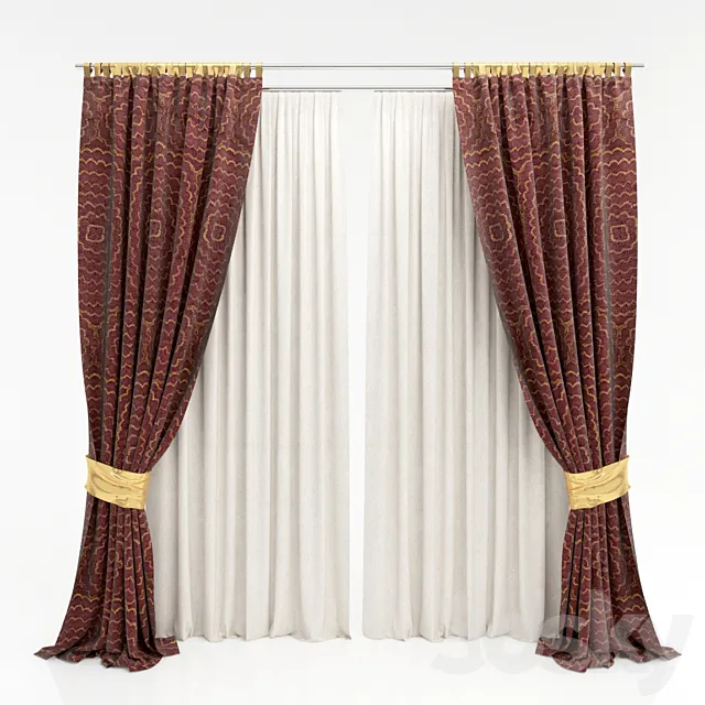 Maroon curtain 3D Model Maroon curtain 3D Model
