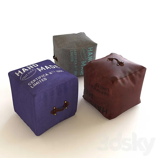 MARSHALL Pouf en tissu recyclé 3DModel MARSHALL Pouf en tissu recyclé 3DModel