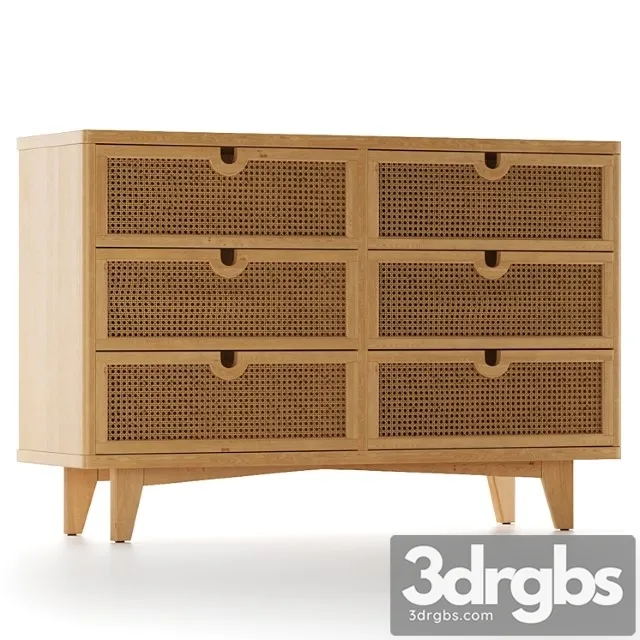 Marte 6-drawer dresser 2 3D Model Download