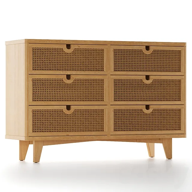 Marte 6-Drawer Dresser 3D Model Marte 6-Drawer Dresser 3D Model