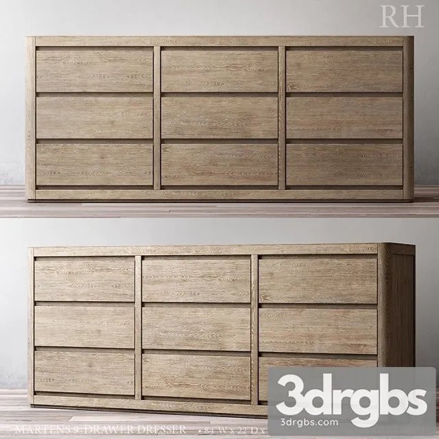Martens 9 Drawer Dresser 3D Model Download